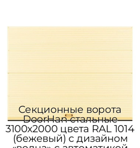 sekczionnyie-vorota-doorhan-stalnyie-3100x2000-czveta-ral-1014-bezhevyij-s-dizajnom-«volna»-s-avtomatikoj