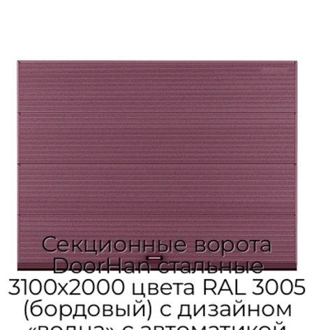 sekczionnyie-vorota-doorhan-stalnyie-3100x2000-czveta-ral-3005-bordovyij-s-dizajnom-«volna»-s-avtomatikoj