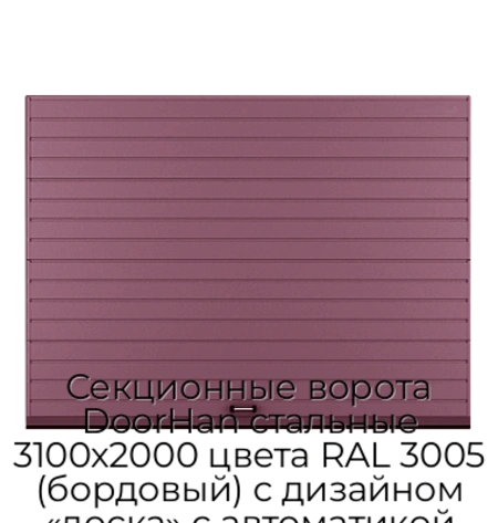 sekczionnyie-vorota-doorhan-stalnyie-3100x2000-czveta-ral-3005-bordovyij-s-dizajnom-«doska»-s-avtomatikoj