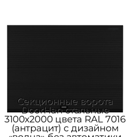 sekczionnyie-vorota-doorhan-stalnyie-3100x2000-czveta-ral-7016-antraczit-s-dizajnom-«volna»-bez-avtomatiki