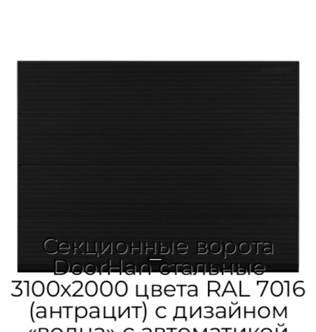 sekczionnyie-vorota-doorhan-stalnyie-3100x2000-czveta-ral-7016-antraczit-s-dizajnom-«volna»-s-avtomatikoj