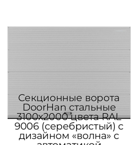 sekczionnyie-vorota-doorhan-stalnyie-3100x2000-czveta-ral-9006-serebristyij-s-dizajnom-«volna»-s-avtomatikoj