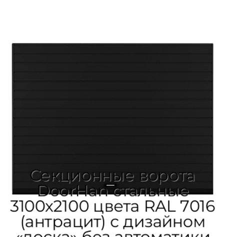sekczionnyie-vorota-doorhan-stalnyie-3100x2100-czveta-ral-7016-antraczit-s-dizajnom-«doska»-bez-avtomatiki