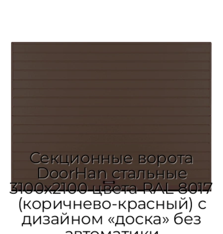 sekczionnyie-vorota-doorhan-stalnyie-3100x2100-czveta-ral-8017-korichnevo-krasnyij-s-dizajnom-«doska»-bez-avtomatiki