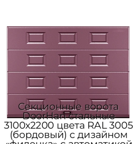 sekczionnyie-vorota-doorhan-stalnyie-3100x2200-czveta-ral-3005-bordovyij-s-dizajnom-«filenka»-s-avtomatikoj