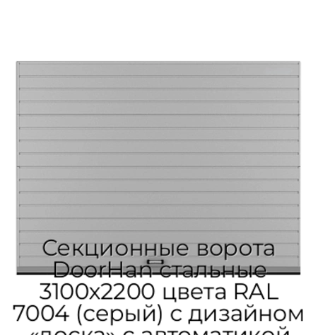 sekczionnyie-vorota-doorhan-stalnyie-3100x2200-czveta-ral-7004-seryij-s-dizajnom-«doska»-s-avtomatikoj