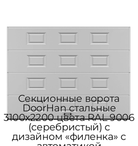 sekczionnyie-vorota-doorhan-stalnyie-3100x2200-czveta-ral-9006-serebristyij-s-dizajnom-«filenka»-s-avtomatikoj