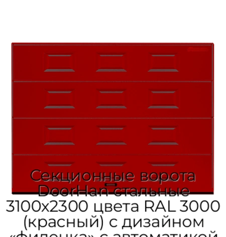 sekczionnyie-vorota-doorhan-stalnyie-3100x2300-czveta-ral-3000-krasnyij-s-dizajnom-«filenka»-s-avtomatikoj