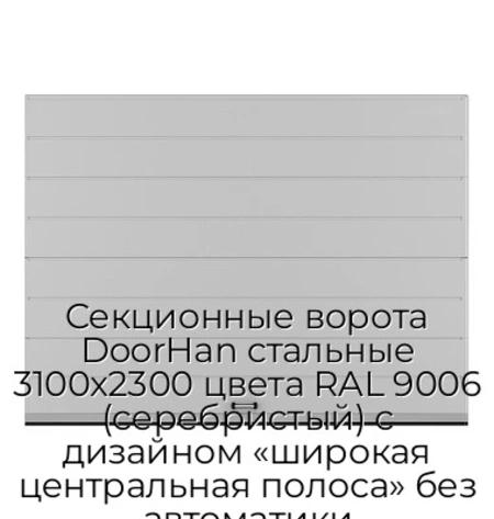 sekczionnyie-vorota-doorhan-stalnyie-3100x2300-czveta-ral-9006-serebristyij-s-dizajnom-«shirokaya-czentralnaya-polosa»-bez-avtomatiki