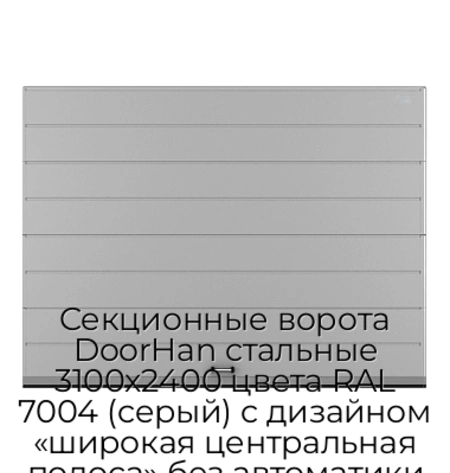 sekczionnyie-vorota-doorhan-stalnyie-3100x2400-czveta-ral-7004-seryij-s-dizajnom-«shirokaya-czentralnaya-polosa»-bez-avtomatiki