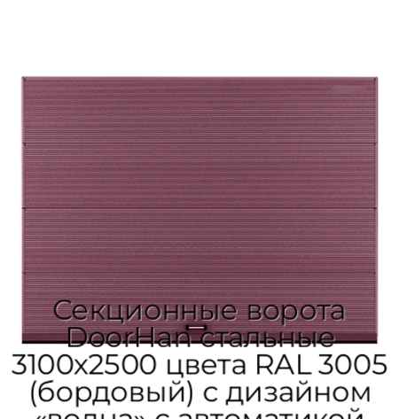 sekczionnyie-vorota-doorhan-stalnyie-3100x2500-czveta-ral-3005-bordovyij-s-dizajnom-«volna»-s-avtomatikoj