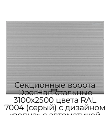 sekczionnyie-vorota-doorhan-stalnyie-3100x2500-czveta-ral-7004-seryij-s-dizajnom-«volna»-s-avtomatikoj