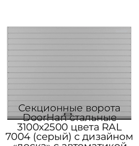 sekczionnyie-vorota-doorhan-stalnyie-3100x2500-czveta-ral-7004-seryij-s-dizajnom-«doska»-s-avtomatikoj