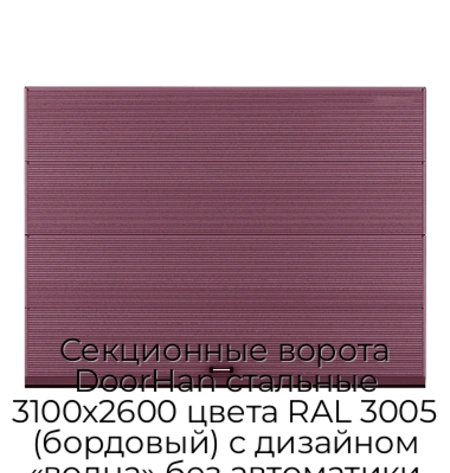 sekczionnyie-vorota-doorhan-stalnyie-3100x2600-czveta-ral-3005-bordovyij-s-dizajnom-«volna»-bez-avtomatiki