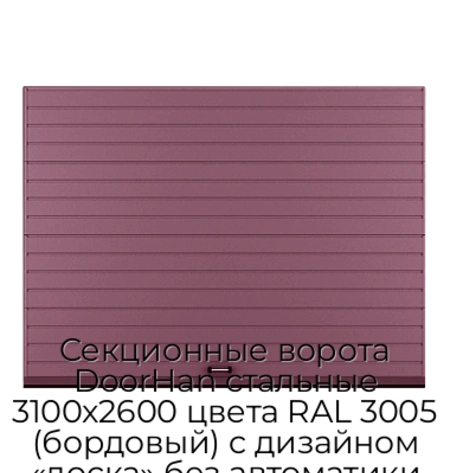 sekczionnyie-vorota-doorhan-stalnyie-3100x2600-czveta-ral-3005-bordovyij-s-dizajnom-«doska»-bez-avtomatiki