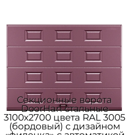 sekczionnyie-vorota-doorhan-stalnyie-3100x2700-czveta-ral-3005-bordovyij-s-dizajnom-«filenka»-s-avtomatikoj