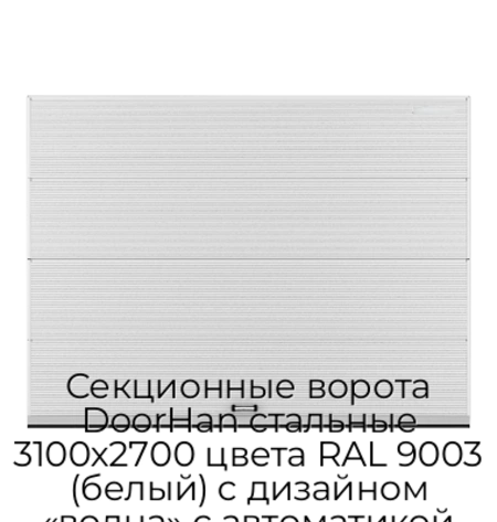 sekczionnyie-vorota-doorhan-stalnyie-3100x2700-czveta-ral-9003-belyij-s-dizajnom-«volna»-s-avtomatikoj