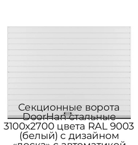 sekczionnyie-vorota-doorhan-stalnyie-3100x2700-czveta-ral-9003-belyij-s-dizajnom-«doska»-s-avtomatikoj