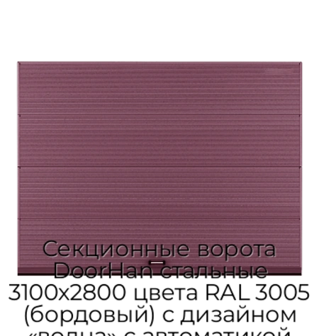 sekczionnyie-vorota-doorhan-stalnyie-3100x2800-czveta-ral-3005-bordovyij-s-dizajnom-«volna»-s-avtomatikoj