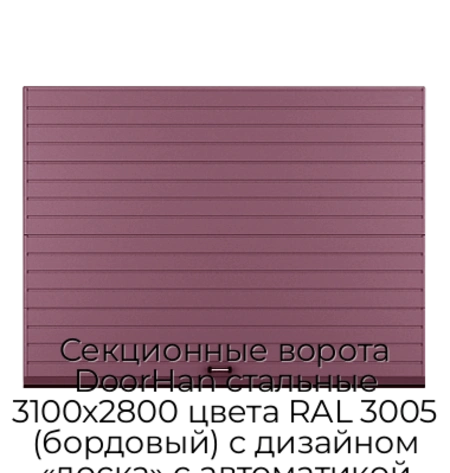 sekczionnyie-vorota-doorhan-stalnyie-3100x2800-czveta-ral-3005-bordovyij-s-dizajnom-«doska»-s-avtomatikoj