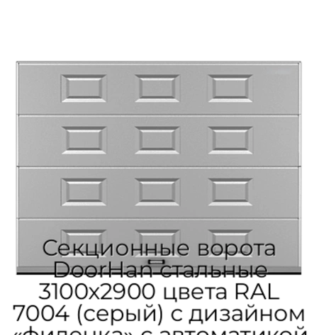 sekczionnyie-vorota-doorhan-stalnyie-3100x2900-czveta-ral-7004-seryij-s-dizajnom-«filenka»-s-avtomatikoj