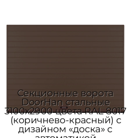 sekczionnyie-vorota-doorhan-stalnyie-3100x2900-czveta-ral-8017-korichnevo-krasnyij-s-dizajnom-«doska»-s-avtomatikoj