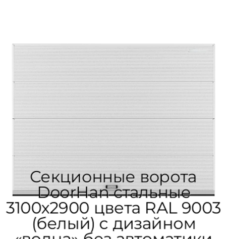 sekczionnyie-vorota-doorhan-stalnyie-3100x2900-czveta-ral-9003-belyij-s-dizajnom-«volna»-bez-avtomatiki