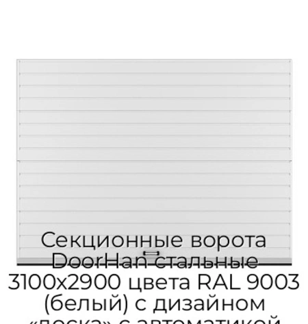 sekczionnyie-vorota-doorhan-stalnyie-3100x2900-czveta-ral-9003-belyij-s-dizajnom-«doska»-s-avtomatikoj