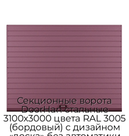 sekczionnyie-vorota-doorhan-stalnyie-3100x3000-czveta-ral-3005-bordovyij-s-dizajnom-«doska»-bez-avtomatiki