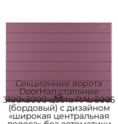 sekczionnyie-vorota-doorhan-stalnyie-3100x3000-czveta-ral-3005-bordovyij-s-dizajnom-«shirokaya-czentralnaya-polosa»-bez-avtomatiki