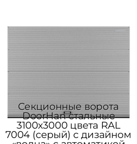 sekczionnyie-vorota-doorhan-stalnyie-3100x3000-czveta-ral-7004-seryij-s-dizajnom-«volna»-s-avtomatikoj