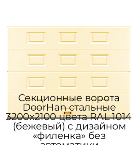 sekczionnyie-vorota-doorhan-stalnyie-3200x2100-czveta-ral-1014-bezhevyij-s-dizajnom-«filenka»-bez-avtomatiki