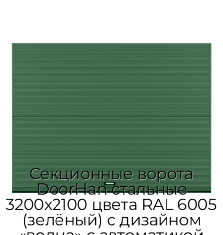sekczionnyie-vorota-doorhan-stalnyie-3200x2100-czveta-ral-6005-zelyonyij-s-dizajnom-«volna»-s-avtomatikoj