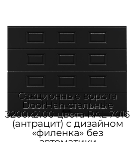 sekczionnyie-vorota-doorhan-stalnyie-3200x2100-czveta-ral-7016-antraczit-s-dizajnom-«filenka»-bez-avtomatiki