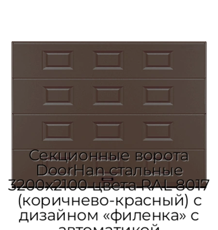 sekczionnyie-vorota-doorhan-stalnyie-3200x2100-czveta-ral-8017-korichnevo-krasnyij-s-dizajnom-«filenka»-s-avtomatikoj