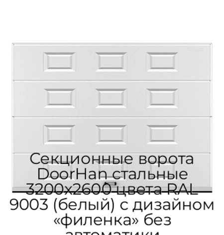 sekczionnyie-vorota-doorhan-stalnyie-3200x2600-czveta-ral-9003-belyij-s-dizajnom-«filenka»-bez-avtomatiki