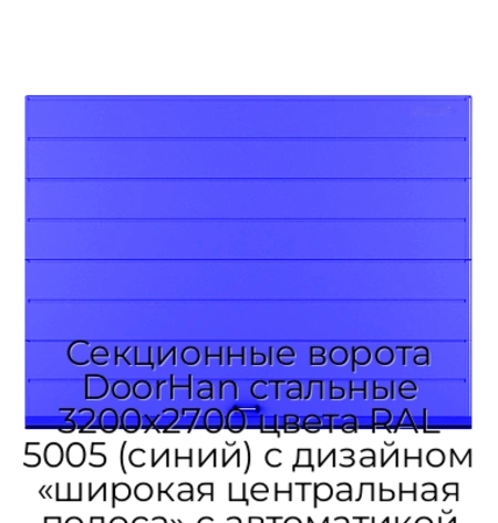 sekczionnyie-vorota-doorhan-stalnyie-3200x2700-czveta-ral-5005-sinij-s-dizajnom-«shirokaya-czentralnaya-polosa»-s-avtomatikoj