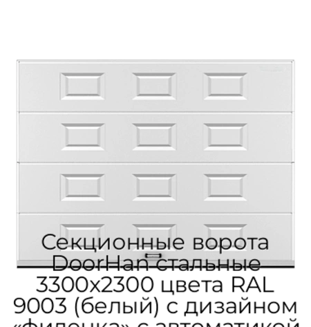 sekczionnyie-vorota-doorhan-stalnyie-3300x2300-czveta-ral-9003-belyij-s-dizajnom-«filenka»-s-avtomatikoj