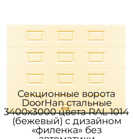 sekczionnyie-vorota-doorhan-stalnyie-3400x3000-czveta-ral-1014-bezhevyij-s-dizajnom-«filenka»-bez-avtomatiki