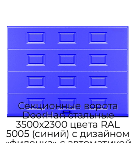 sekczionnyie-vorota-doorhan-stalnyie-3500x2300-czveta-ral-5005-sinij-s-dizajnom-«filenka»-s-avtomatikoj