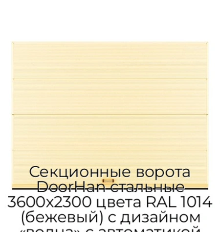 sekczionnyie-vorota-doorhan-stalnyie-3600x2300-czveta-ral-1014-bezhevyij-s-dizajnom-«volna»-s-avtomatikoj