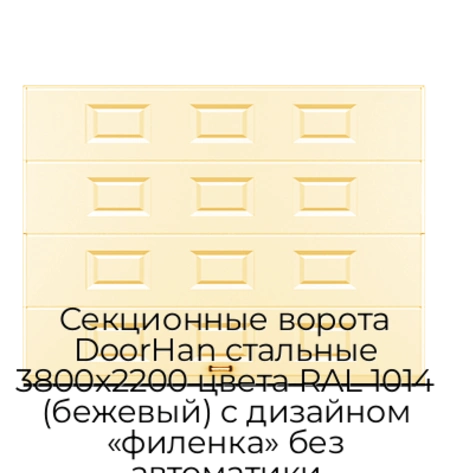 sekczionnyie-vorota-doorhan-stalnyie-3800x2200-czveta-ral-1014-bezhevyij-s-dizajnom-«filenka»-bez-avtomatiki
