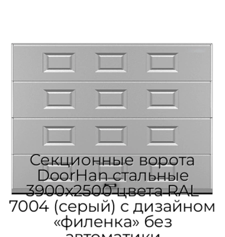 sekczionnyie-vorota-doorhan-stalnyie-3900x2500-czveta-ral-7004-seryij-s-dizajnom-«filenka»-bez-avtomatiki