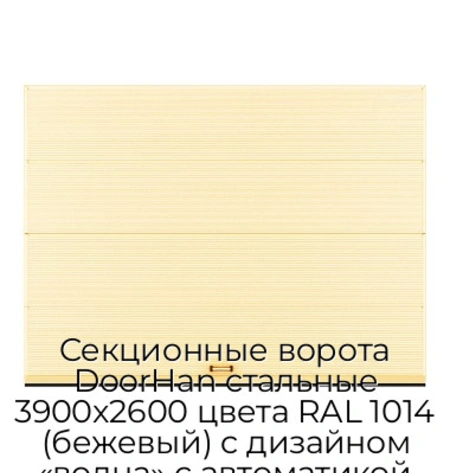 sekczionnyie-vorota-doorhan-stalnyie-3900x2600-czveta-ral-1014-bezhevyij-s-dizajnom-«volna»-s-avtomatikoj