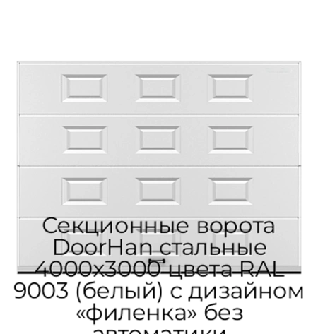 sekczionnyie-vorota-doorhan-stalnyie-4000x3000-czveta-ral-9003-belyij-s-dizajnom-«filenka»-bez-avtomatiki