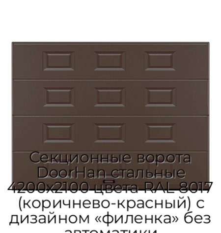 sekczionnyie-vorota-doorhan-stalnyie-4200x2100-czveta-ral-8017-korichnevo-krasnyij-s-dizajnom-«filenka»-bez-avtomatiki