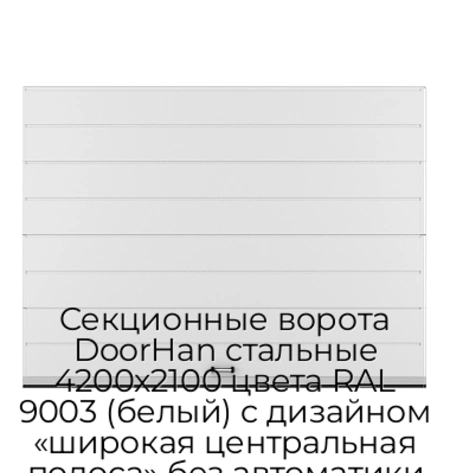 sekczionnyie-vorota-doorhan-stalnyie-4200x2100-czveta-ral-9003-belyij-s-dizajnom-«shirokaya-czentralnaya-polosa»-bez-avtomatiki