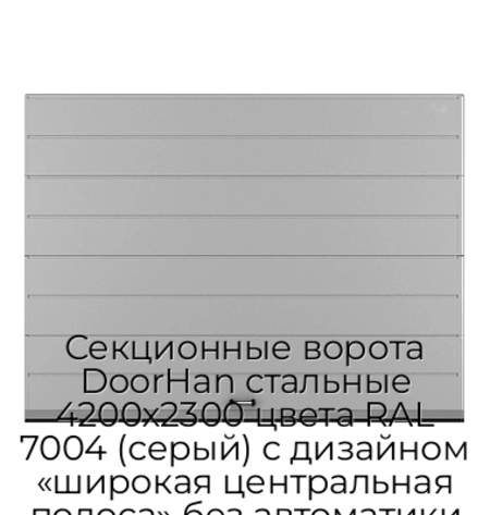 sekczionnyie-vorota-doorhan-stalnyie-4200x2300-czveta-ral-7004-seryij-s-dizajnom-«shirokaya-czentralnaya-polosa»-bez-avtomatiki