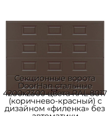 sekczionnyie-vorota-doorhan-stalnyie-4200x2300-czveta-ral-8017-korichnevo-krasnyij-s-dizajnom-«filenka»-bez-avtomatiki