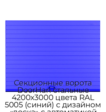 sekczionnyie-vorota-doorhan-stalnyie-4200x3000-czveta-ral-5005-sinij-s-dizajnom-«doska»-s-avtomatikoj